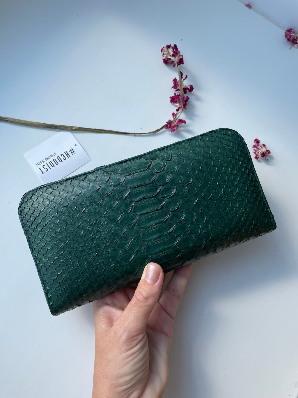 Genuine Python Skin Wallet — Dark Green