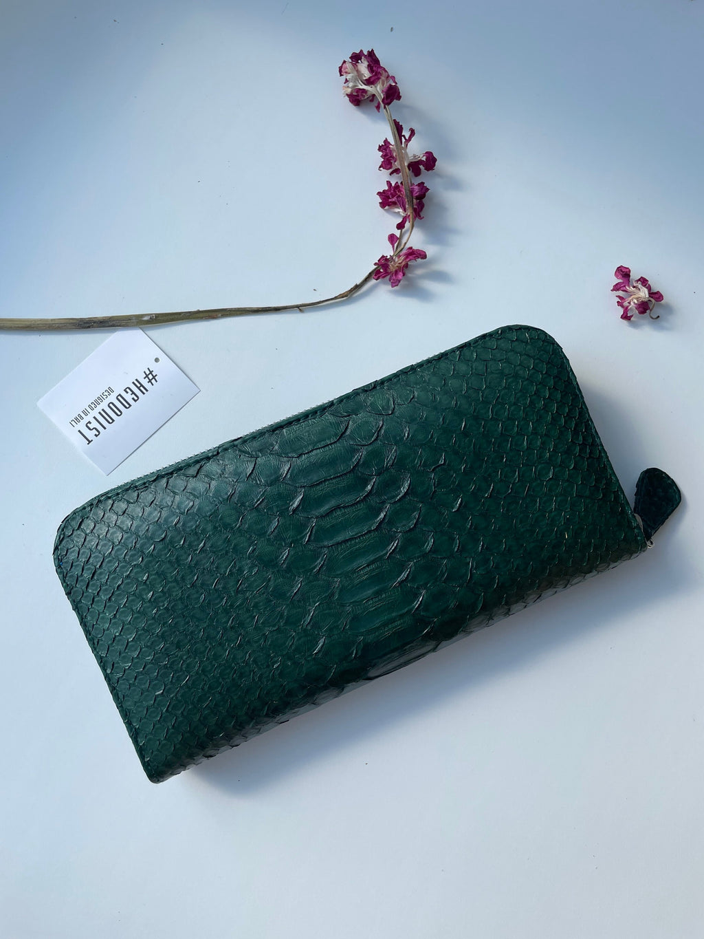 Genuine Python Skin Wallet — Dark Green