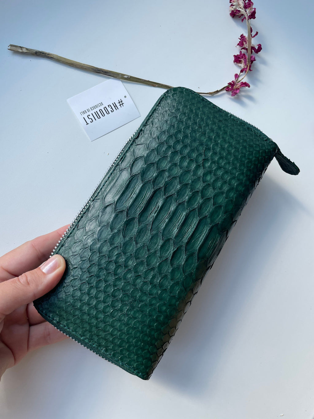 Genuine Python Skin Wallet — Dark Green