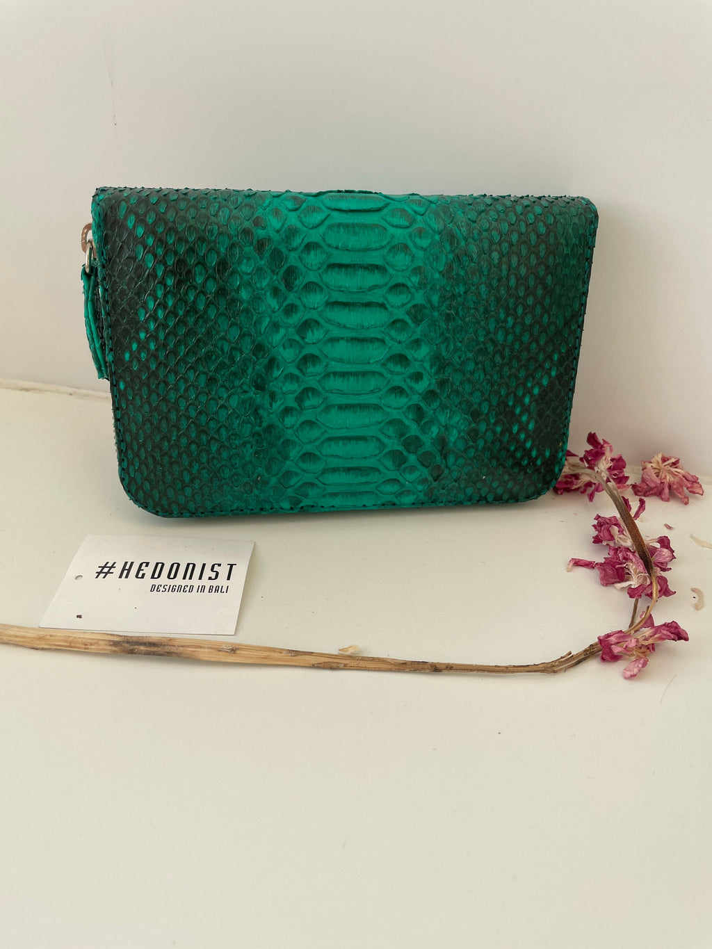 Genuine Python Skin Wallet — Green
