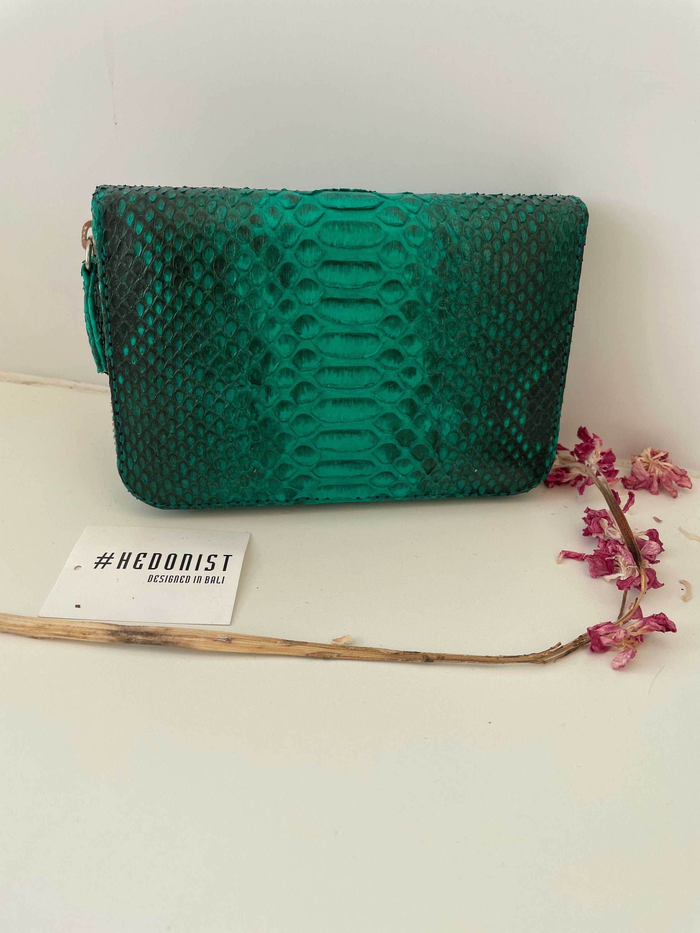 Genuine python skin green wallet