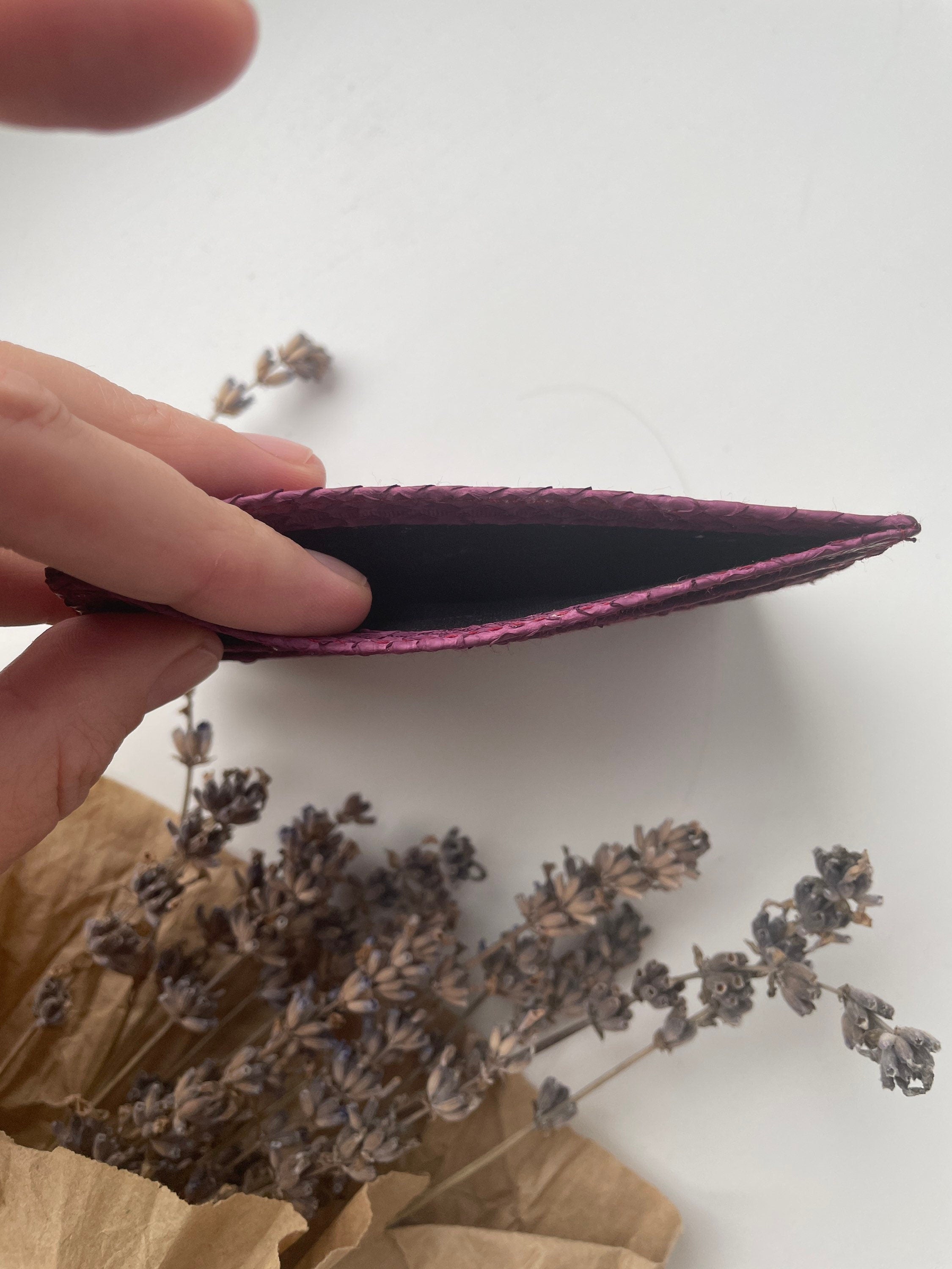 Genuine Python Skin Card Holder — Wine