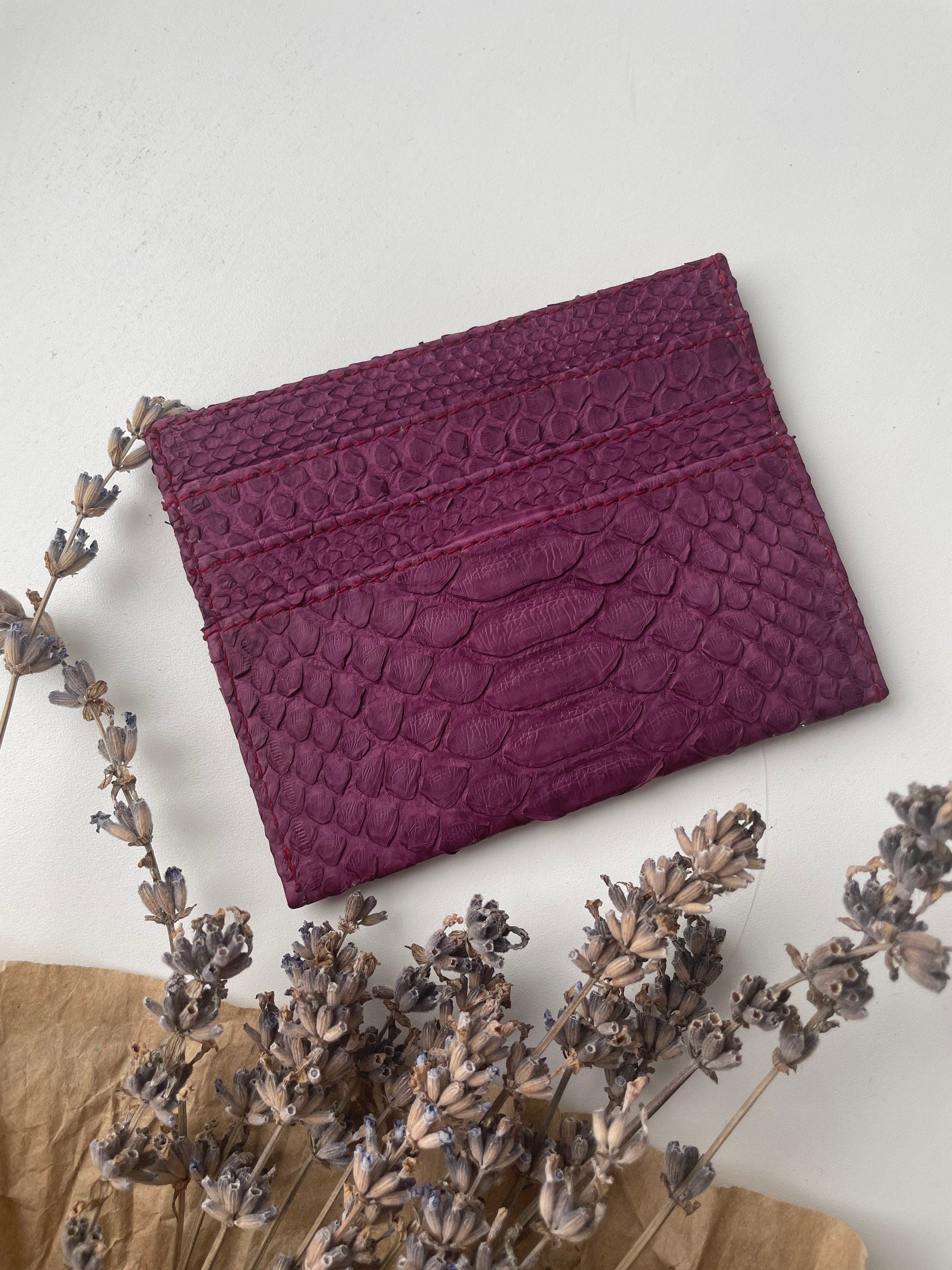 Genuine Python Skin Card Holder — Wine