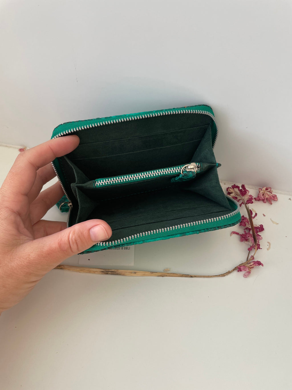 Genuine Python Skin Wallet — Green