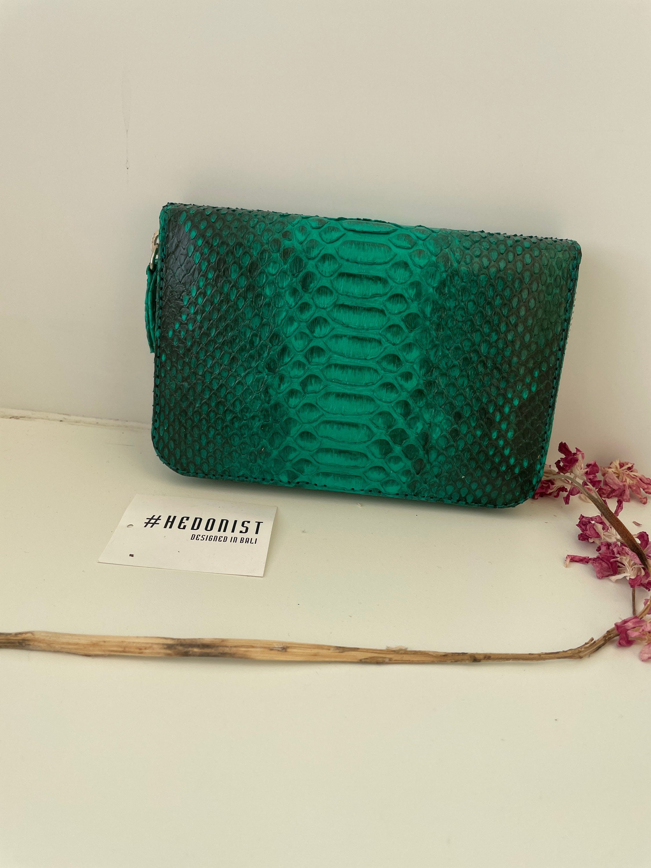 Genuine python skin green wallet