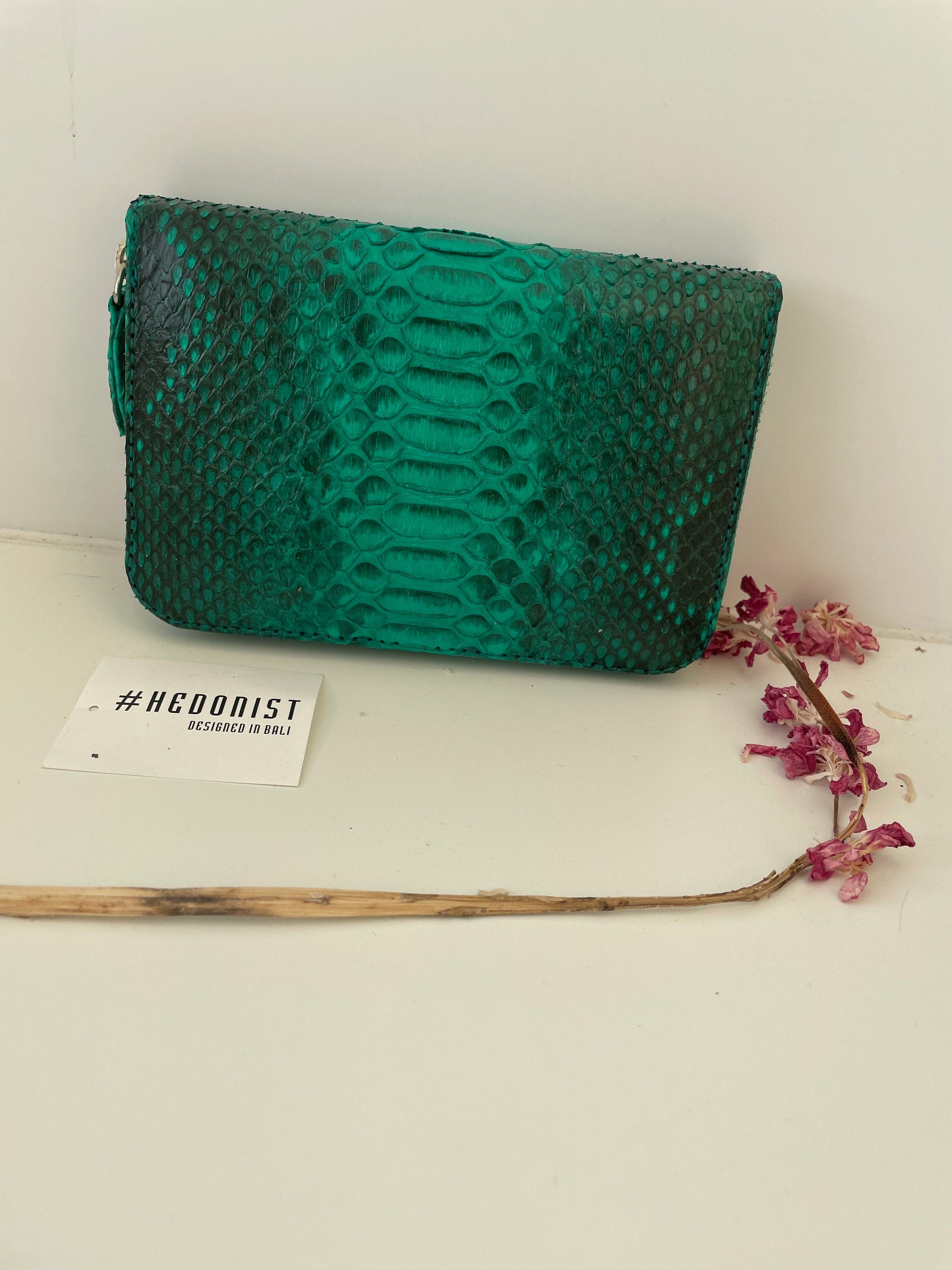 Genuine python skin green wallet