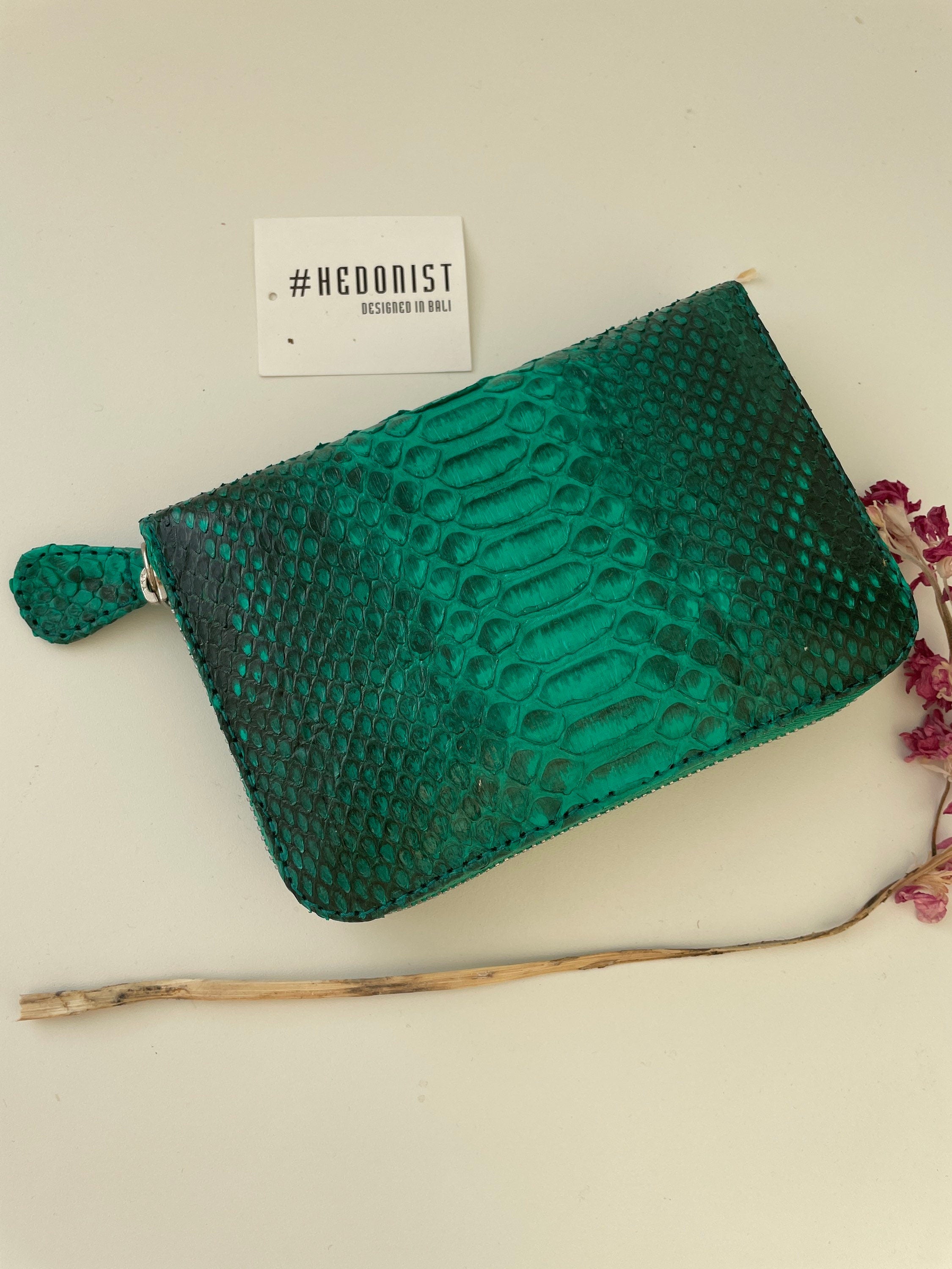 Genuine Python Skin Wallet — Green