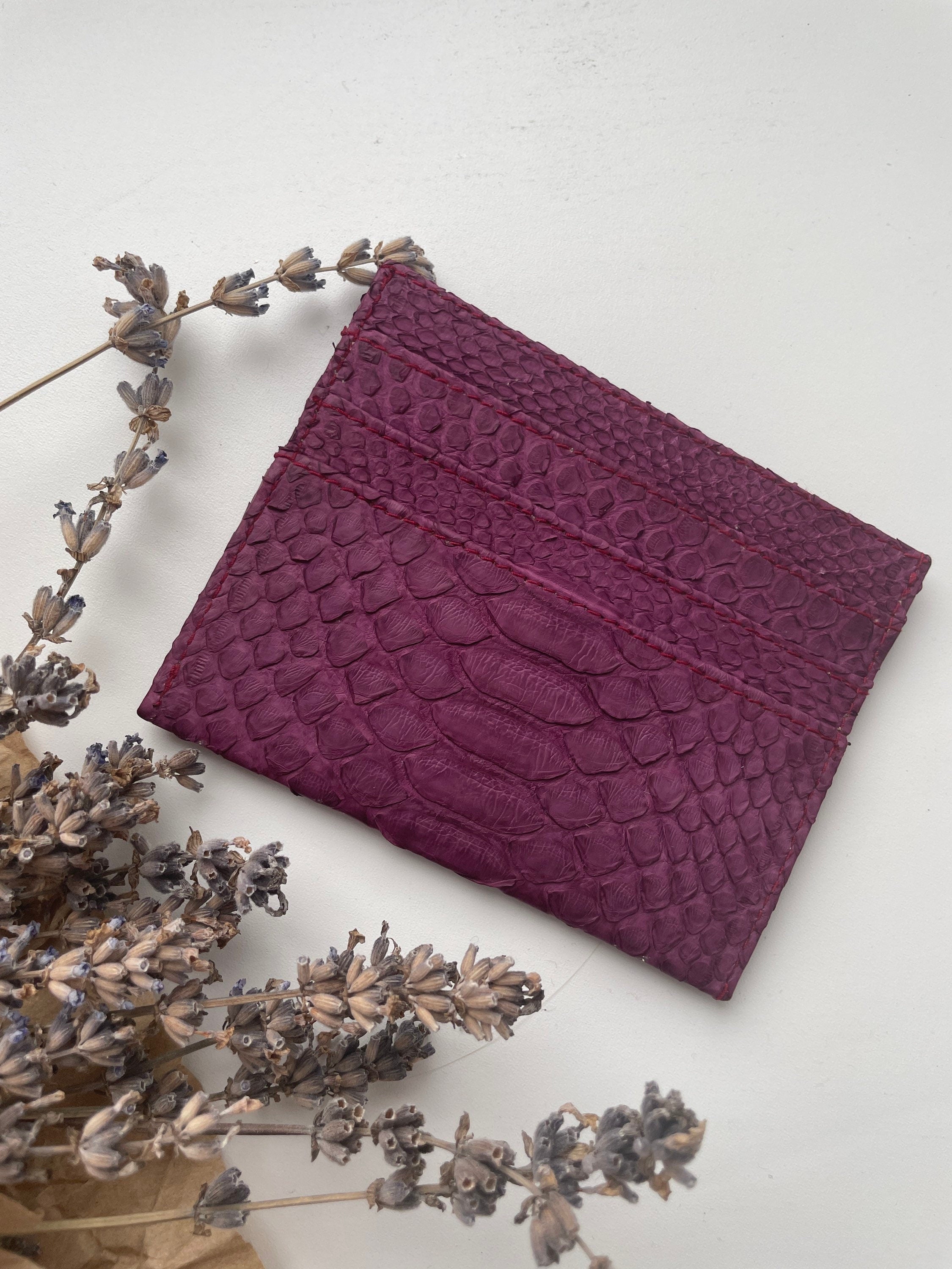 Genuine Python Skin Card Holder — Wine