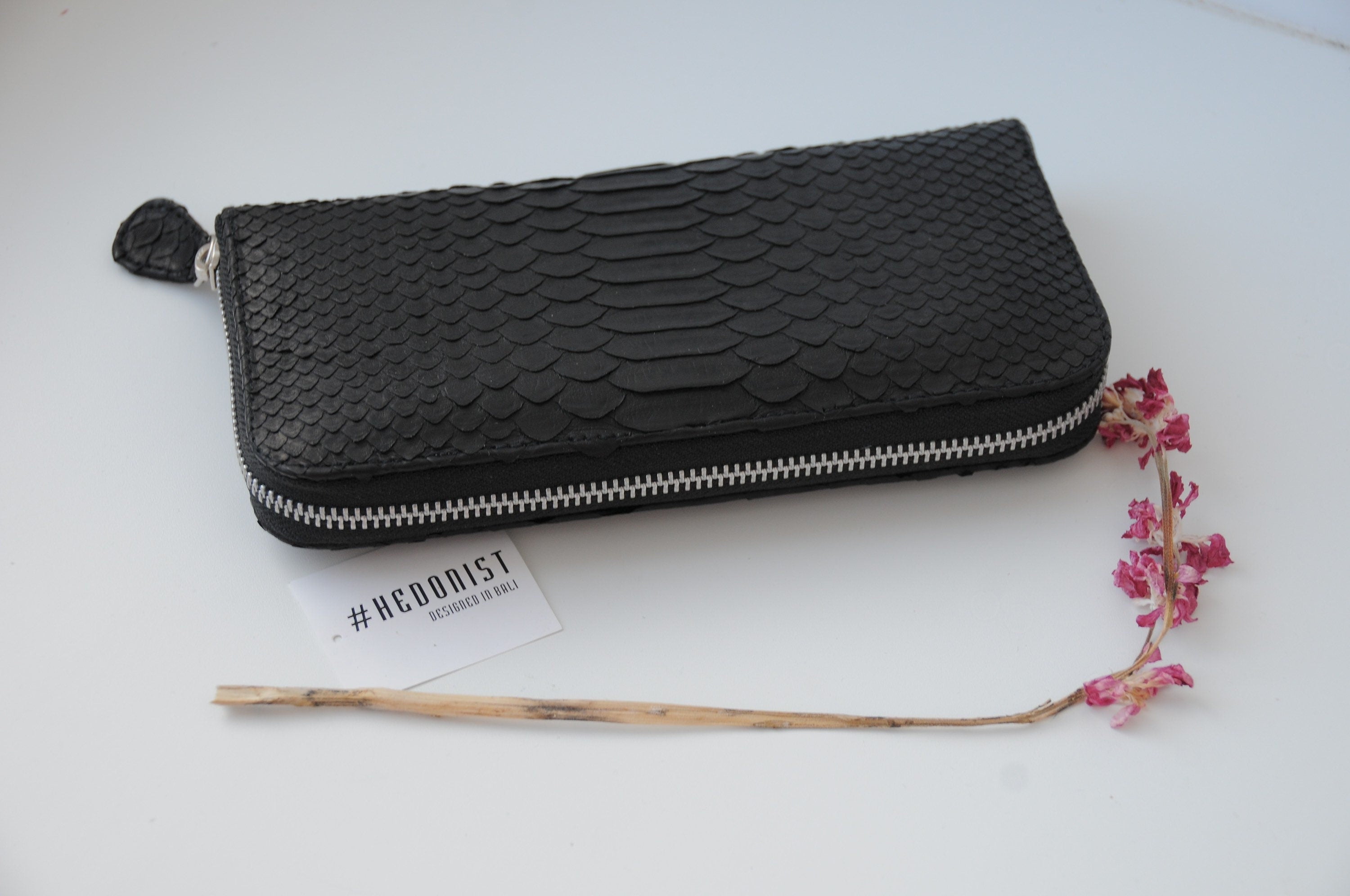 Genuine Python Skin Wallet — Black