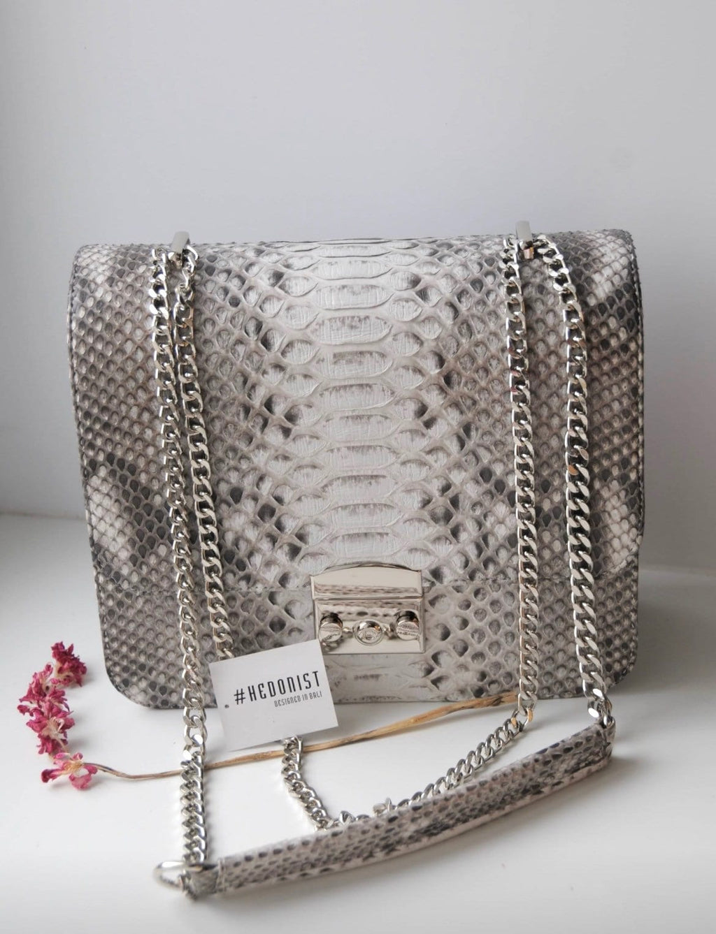 Genuine Python Skin Chain Crossbody Bag