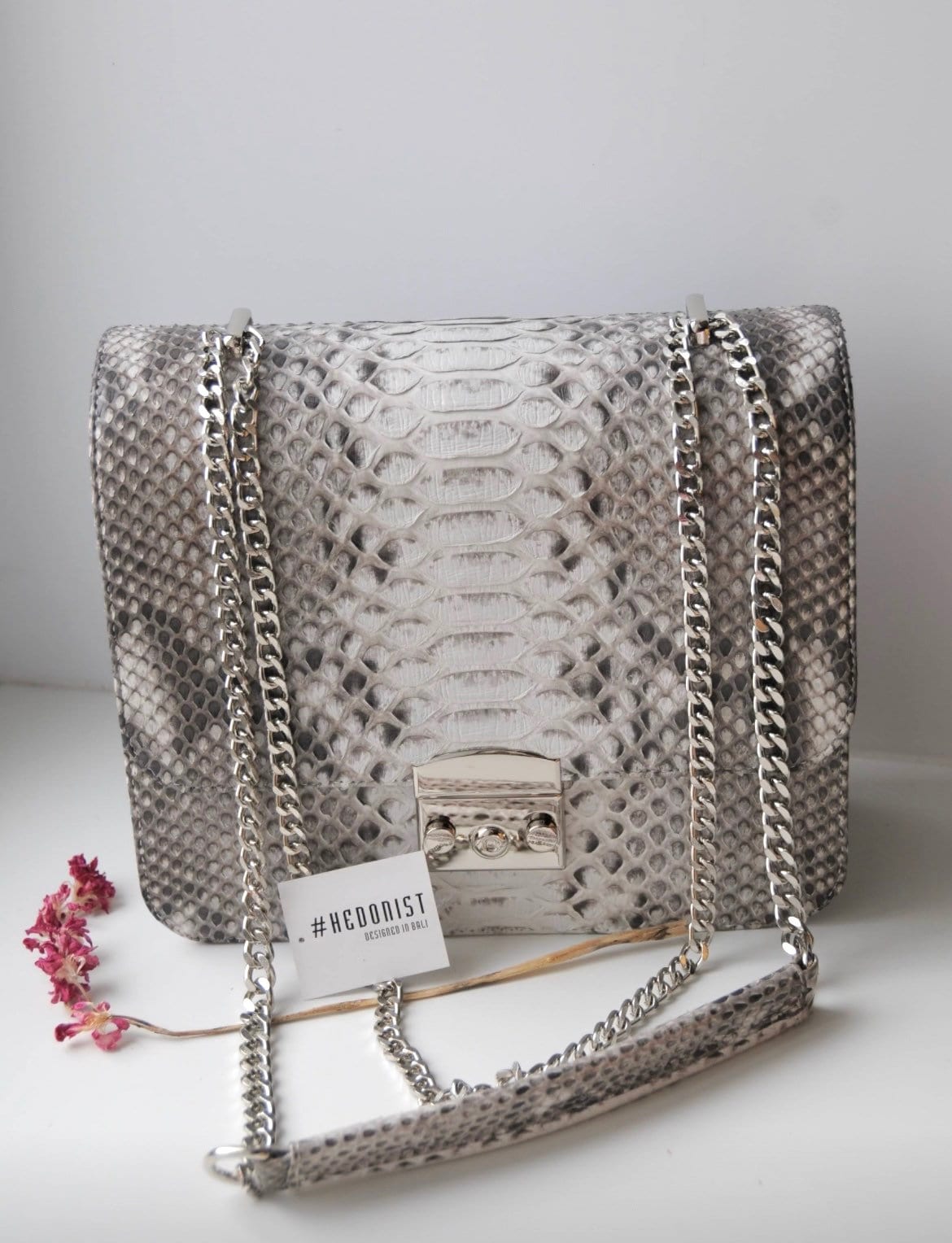 Genuine Python Skin Chain Crossbody Bag