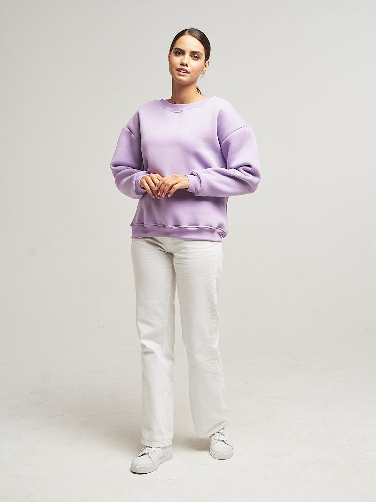 Comfy Loose Fleece Sweatshirt — Very Peri