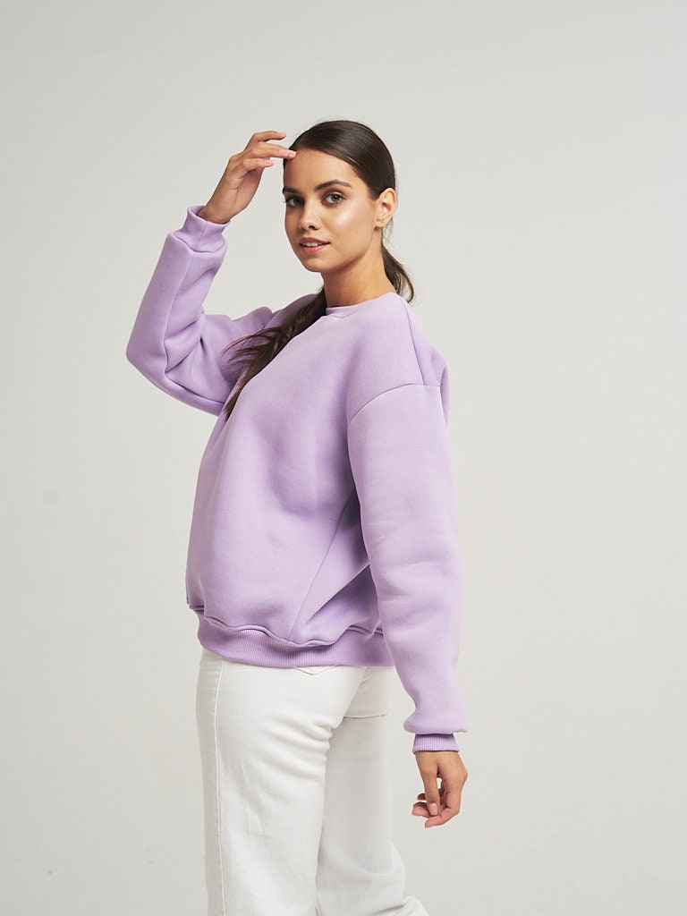 Comfy Loose Fleece Sweatshirt — Very Peri