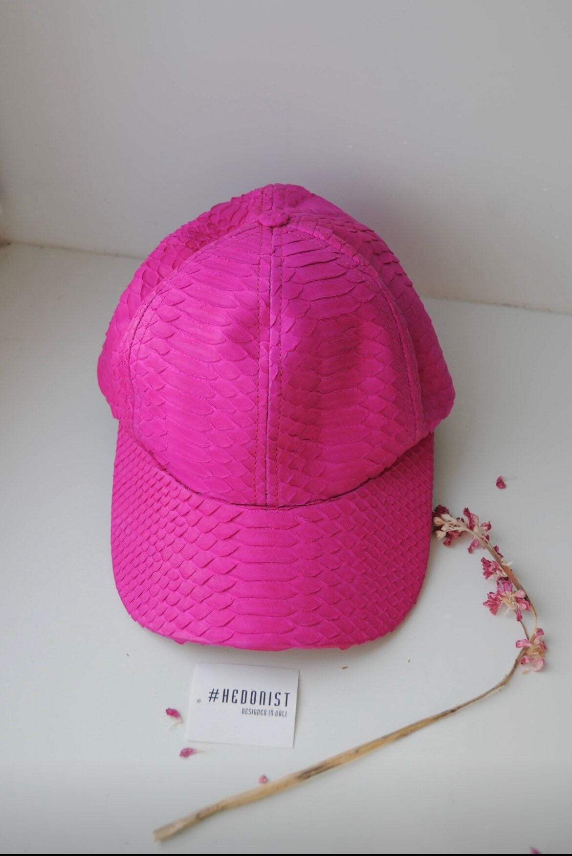 Genuine Python Skin Baseball Cap — Fuchsia Purple