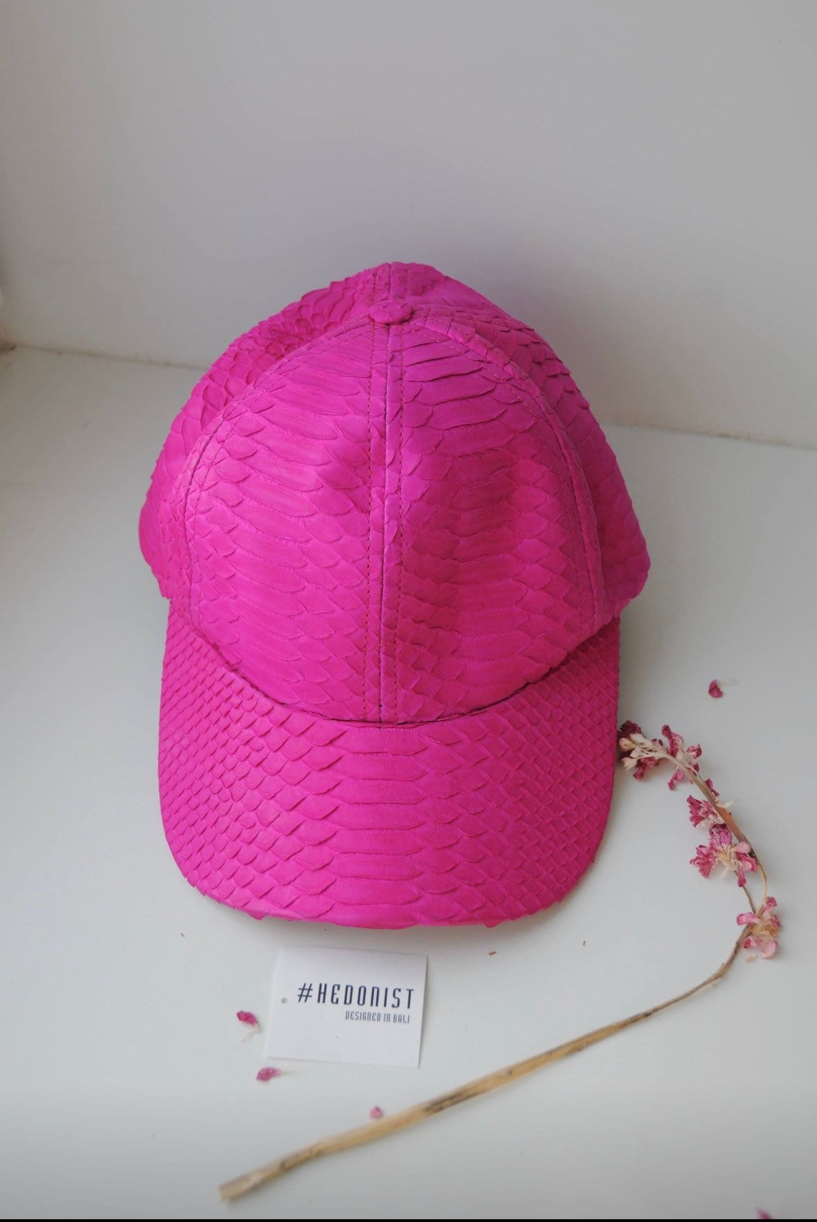 Genuine python skin women baseball cap — Red