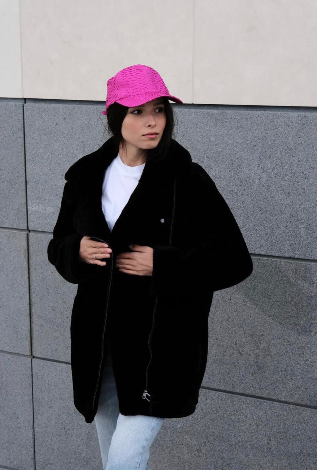 Genuine python skin women baseball cap — Red