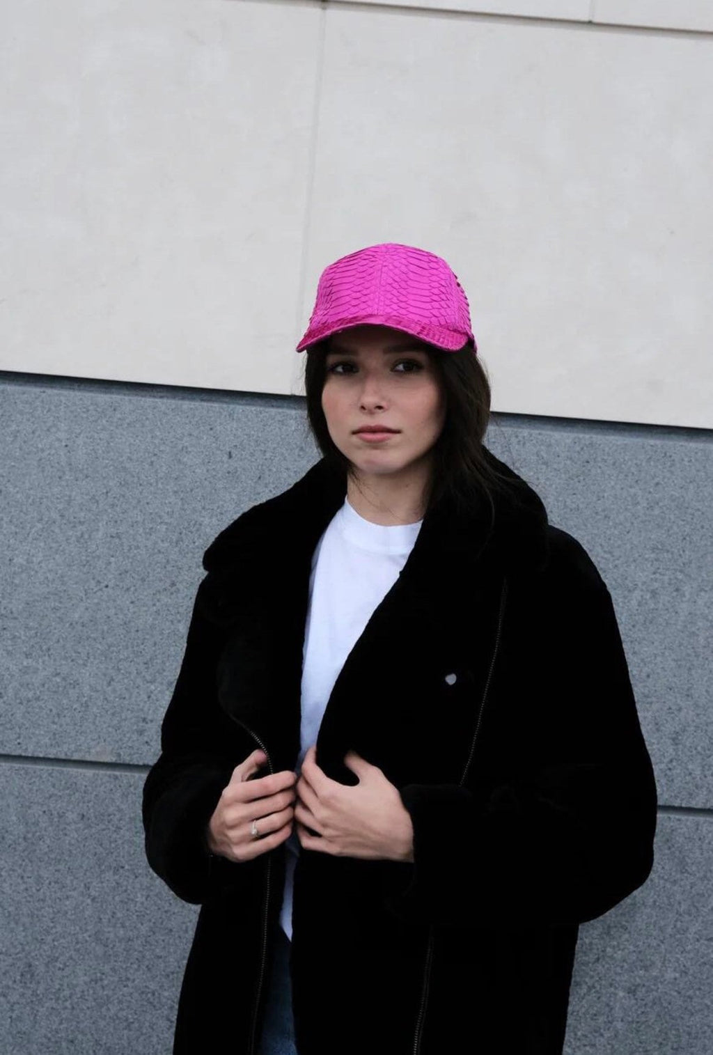 Genuine python skin women baseball cap — Red
