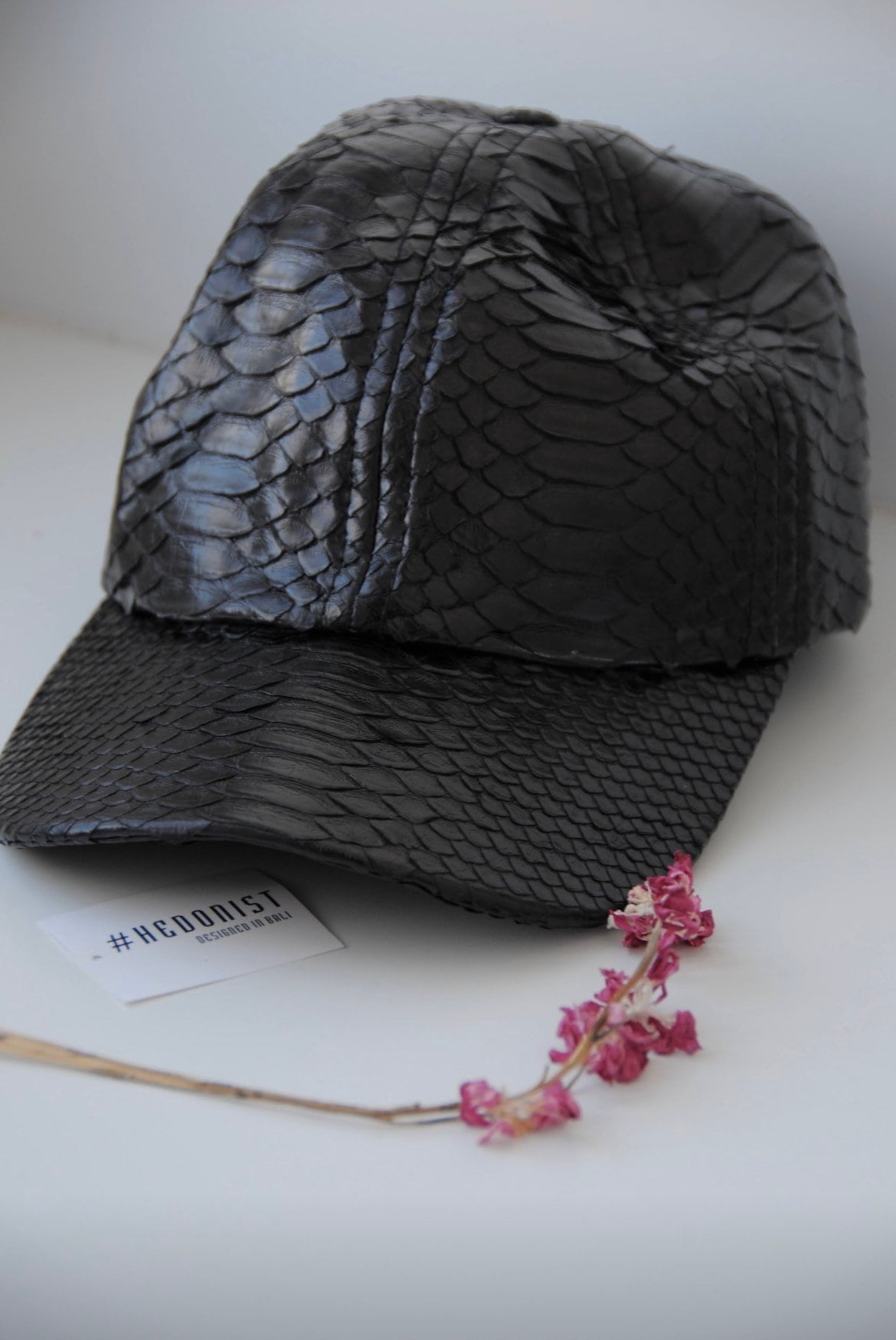 Genuine python skin women baseball cap | women accessories | exotic leather cap | genuine python skin | Black leather cap
