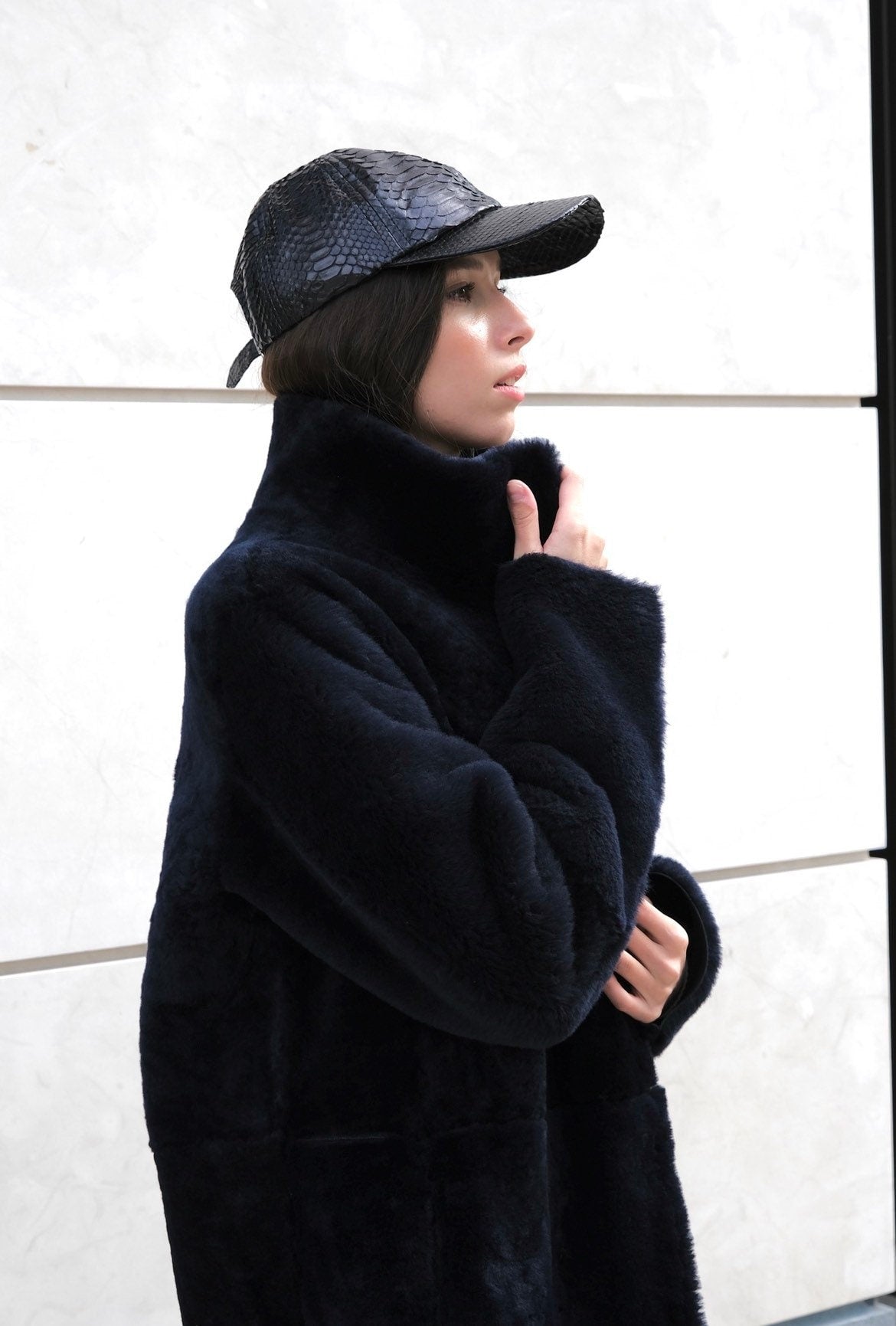 Genuine python skin women baseball cap | women accessories | exotic leather cap | genuine python skin | Black leather cap