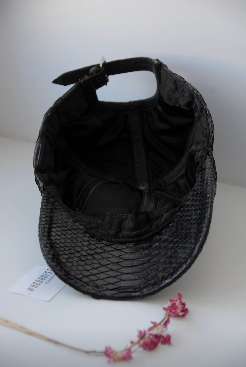 Genuine python skin women baseball cap | women accessories | exotic leather cap | genuine python skin | Black leather cap