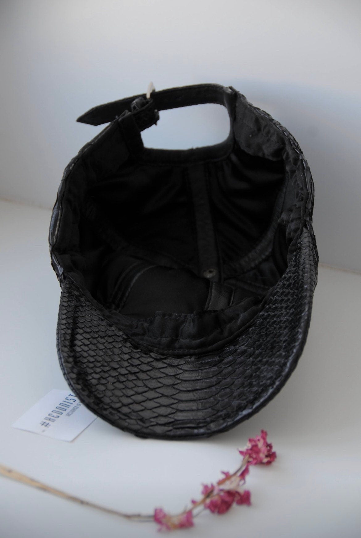 Genuine python skin women baseball cap | women accessories | exotic leather cap | genuine python skin | Black leather cap