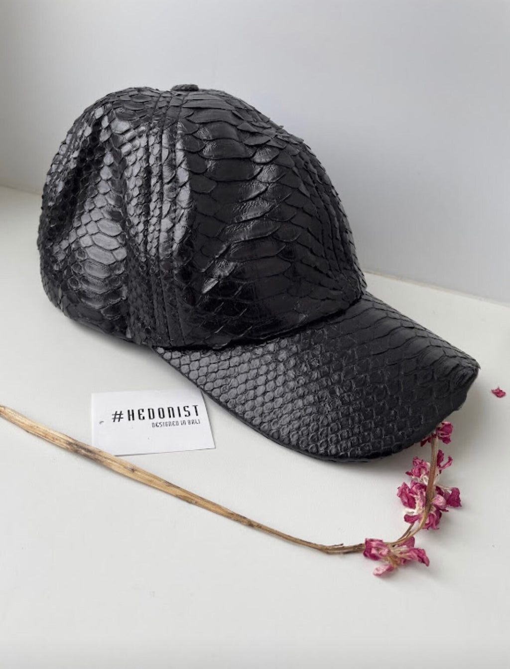 Genuine python skin women baseball cap | women accessories | exotic leather cap | genuine python skin | Black leather cap