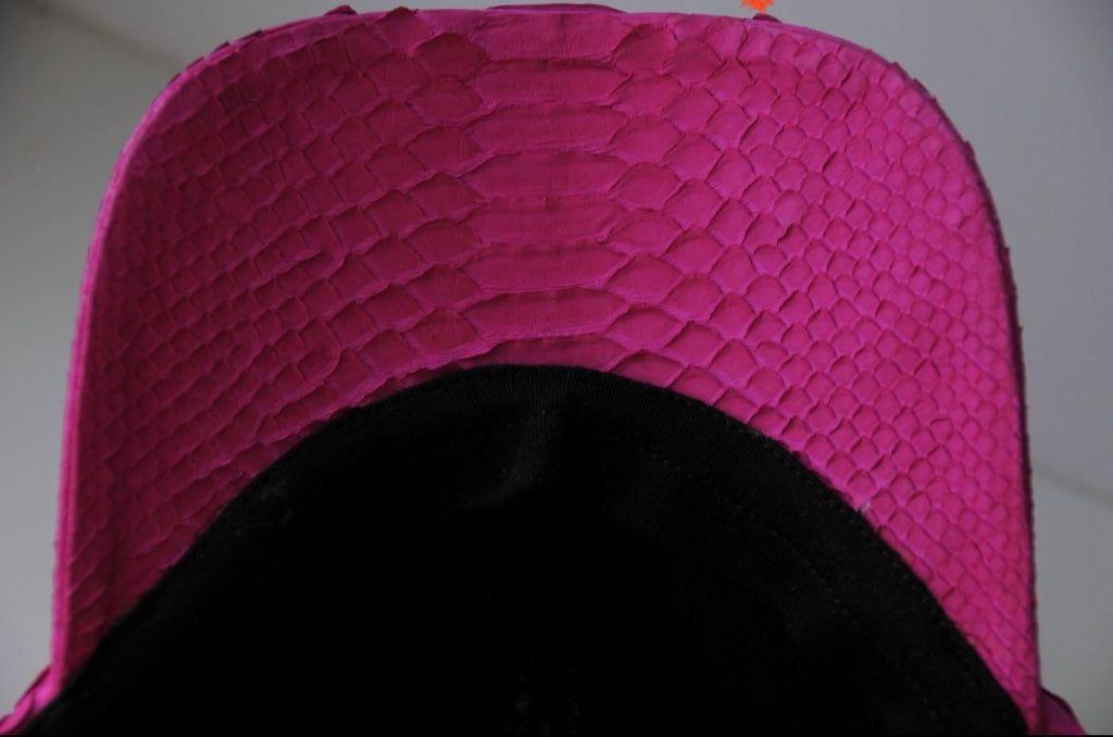 Genuine python skin women baseball cap — Red