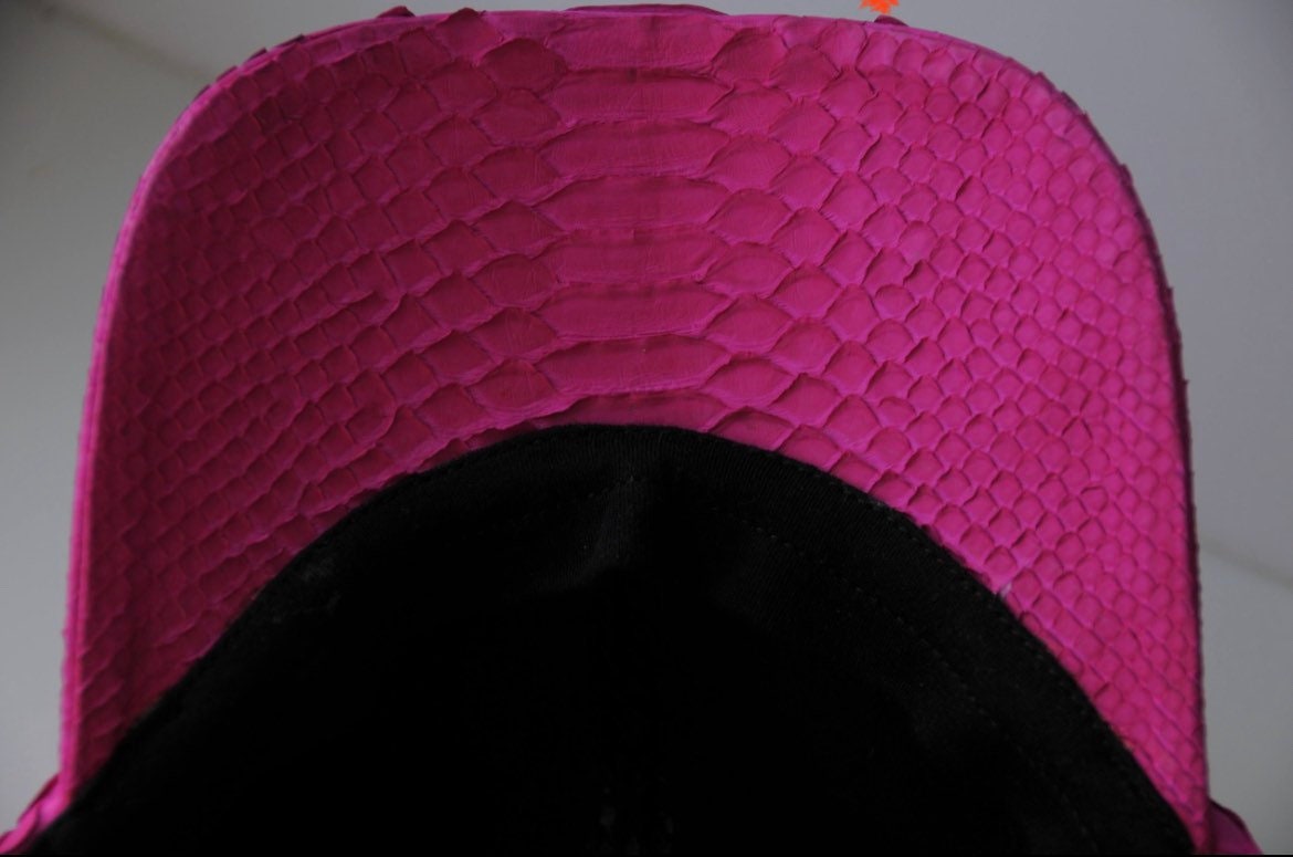 Genuine python skin women baseball cap — Red