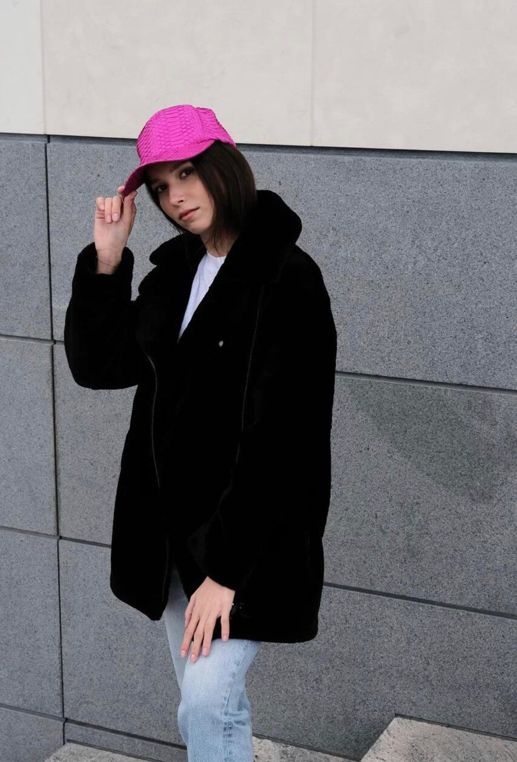 Genuine python skin women baseball cap — Red