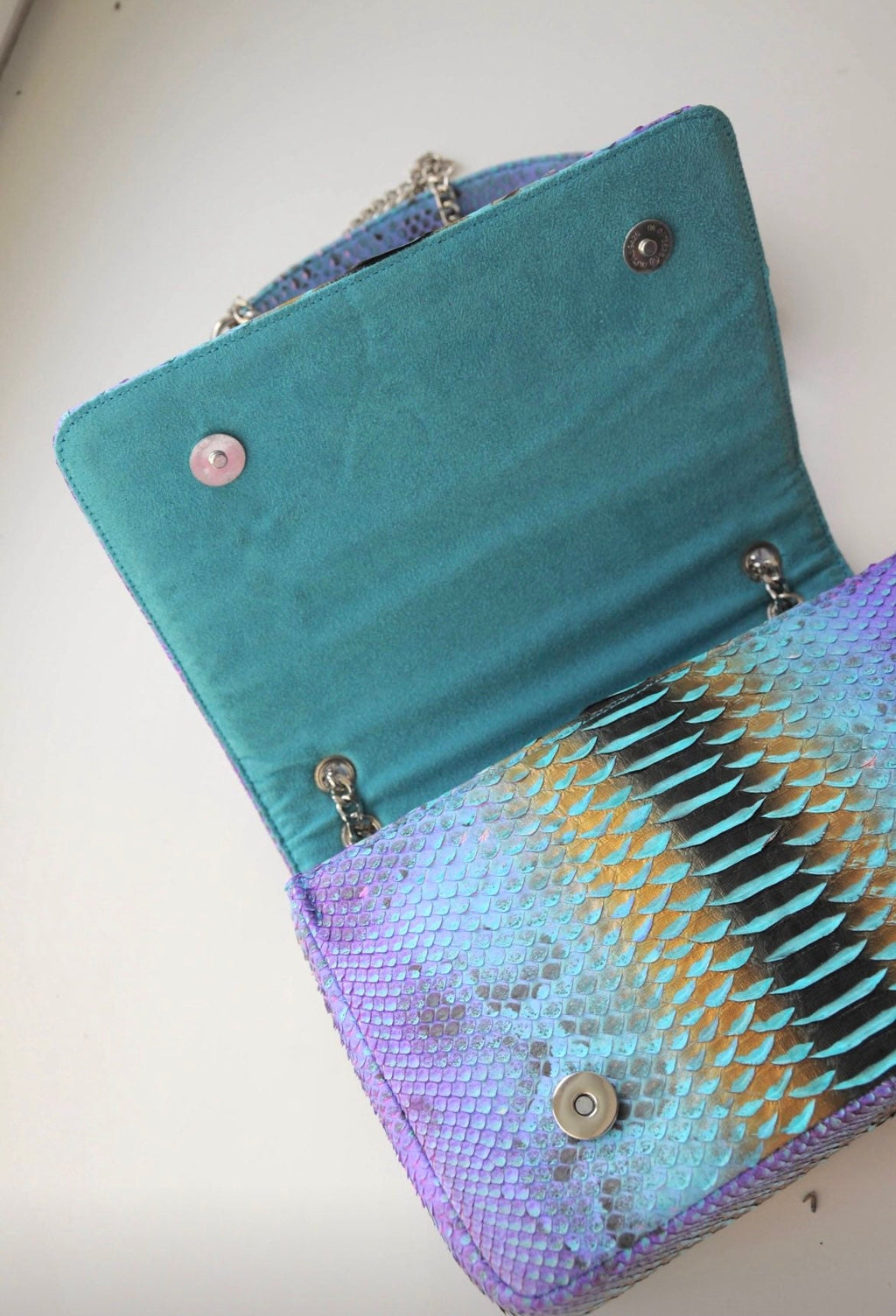 Genuine python skin crossbody bag — Blue