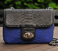 Genuine Python Skin crossbody black and blue bag