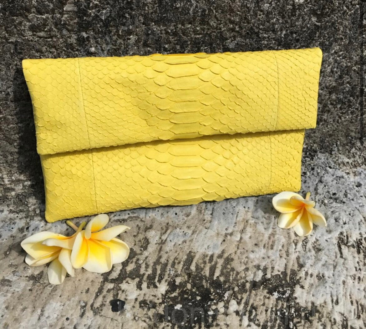 Genuine python skin yellow handmade clutch, classy elegant leather envelope bag, purse free shipping, flat snake leather clutch,small clutch — Red