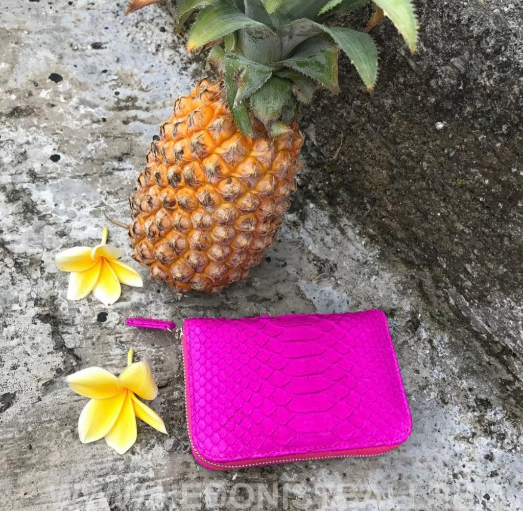 Genuine Python Skin Wallet — Fuchsia