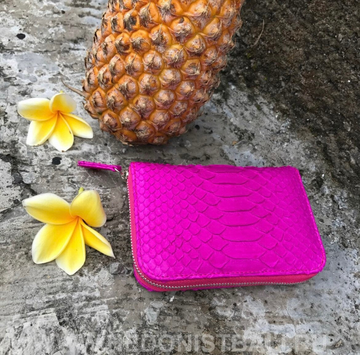 Genuine Python Skin Wallet — Fuchsia