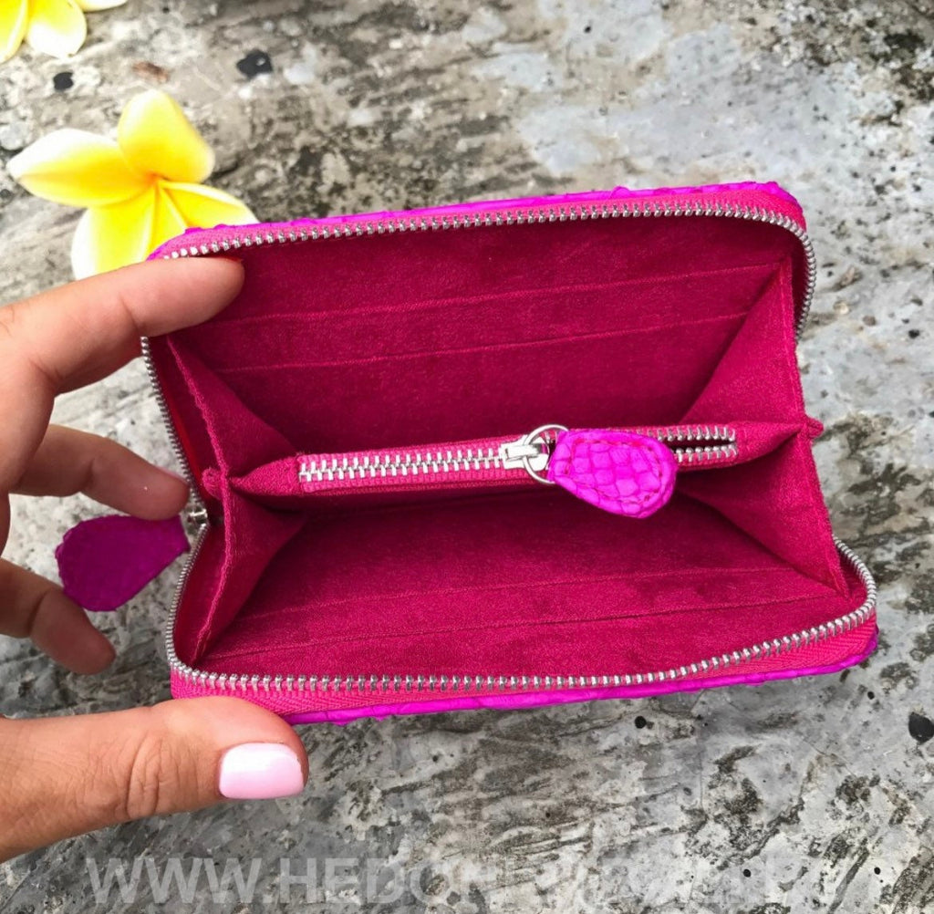 Genuine Python Skin Wallet — Fuchsia