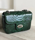 Genuine Python Skin Crossbody Bag — Dark Green