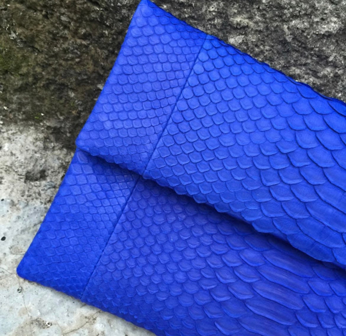 Genuine Python Skin Envelope Clutch — Ultramarine Blue