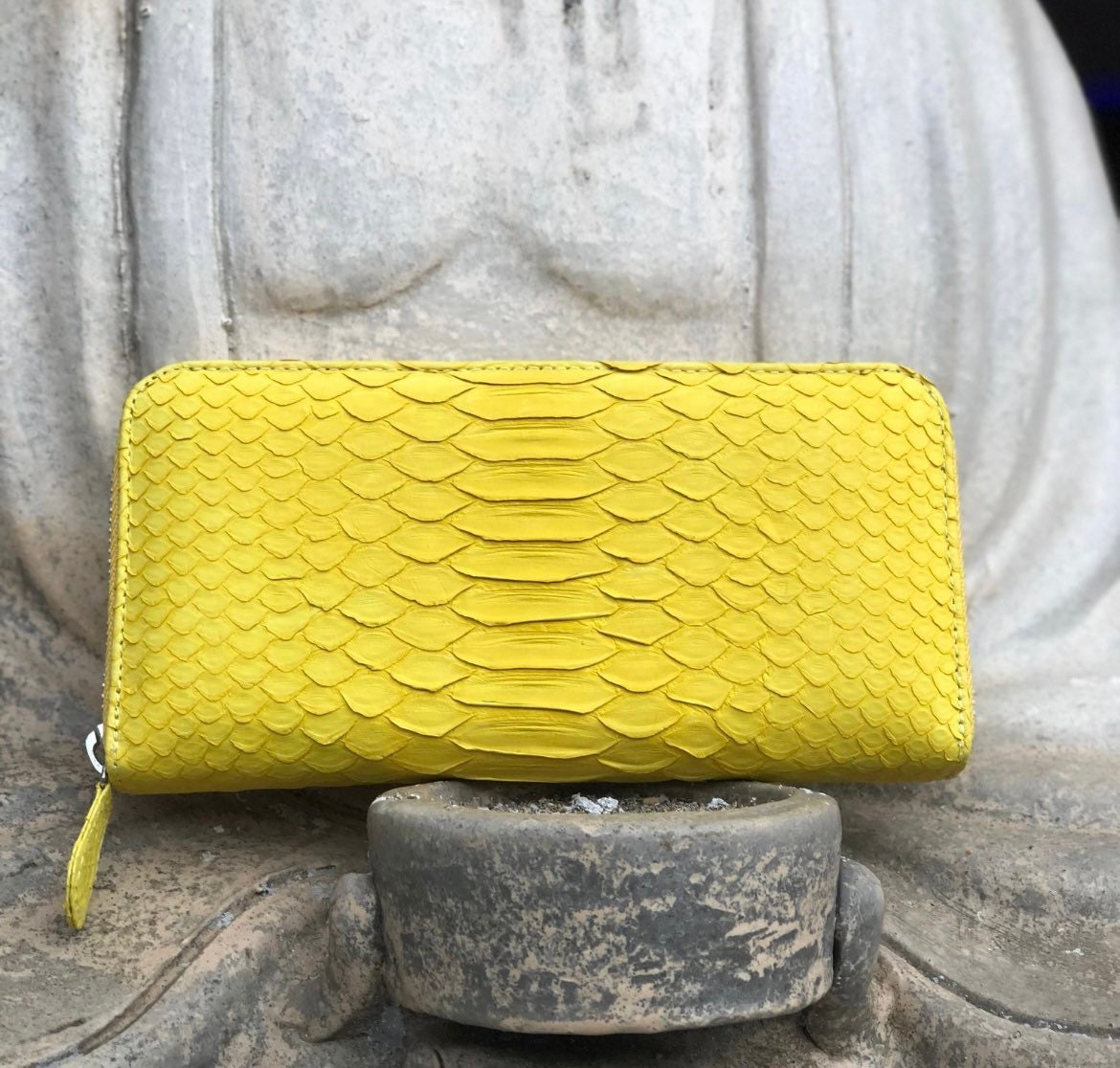 Wallet genuine python skin yellow color, women wallet, leather lady wallet, classic zip wallet, designer wallet handmade, money wallet — Red