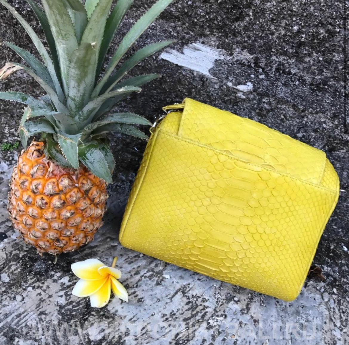 Genuine Python Skin Crossbody Bag — Yellow