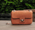 Genuine Python Skin Crossbody Bag — Beige Nude