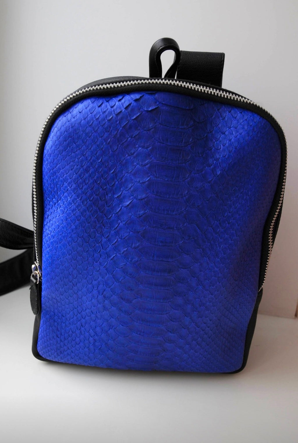 Genuine Python Leather Mini Backpack – Blue Exotic Skin Bag