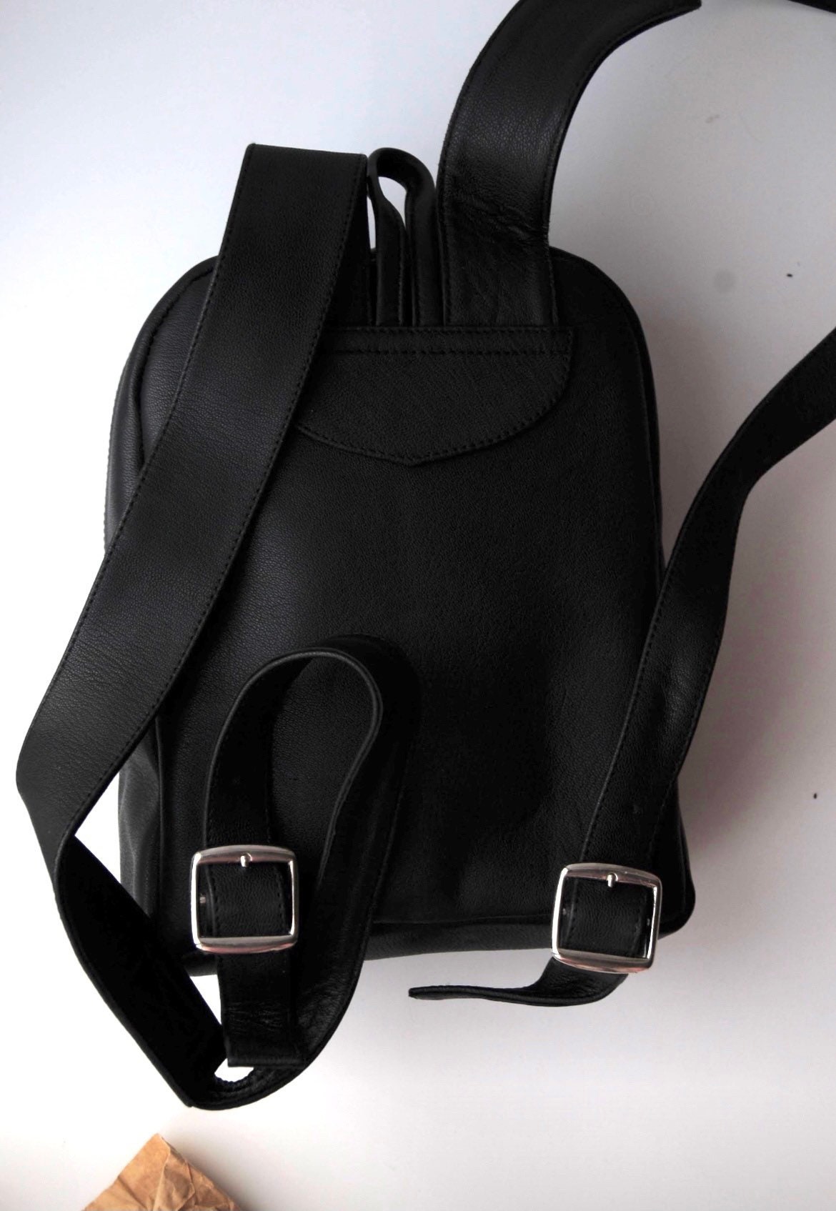 Genuine Python Skin Mini Backpack — Black & White