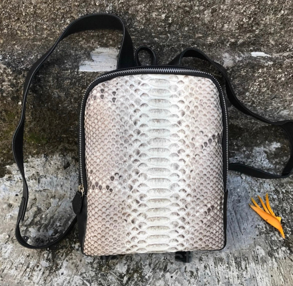 Genuine Python Skin Mini Backpack — Yellow