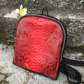 Genuine Python Skin Mini Backpack — Red