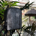 Genuine Python Skin Mini Backpack — Black & White