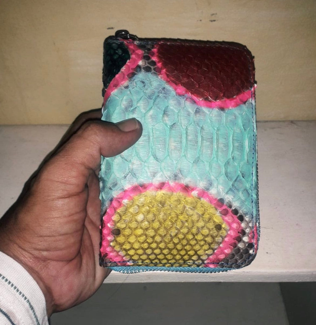 Genuine Python Skin Wallet — Multicolor