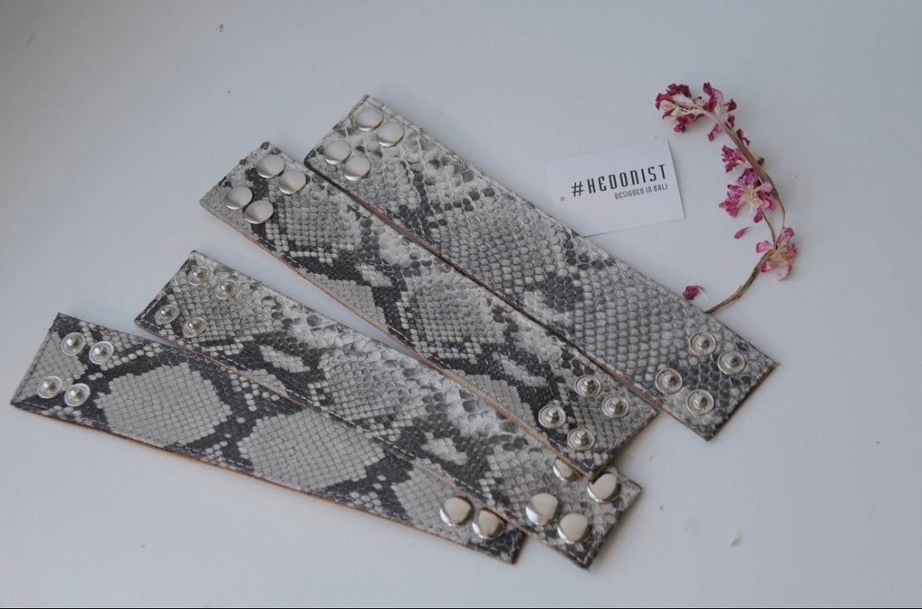 READY TO SHIP Genuine Python Skin Bracelet Snake Print Leather Bracelet
