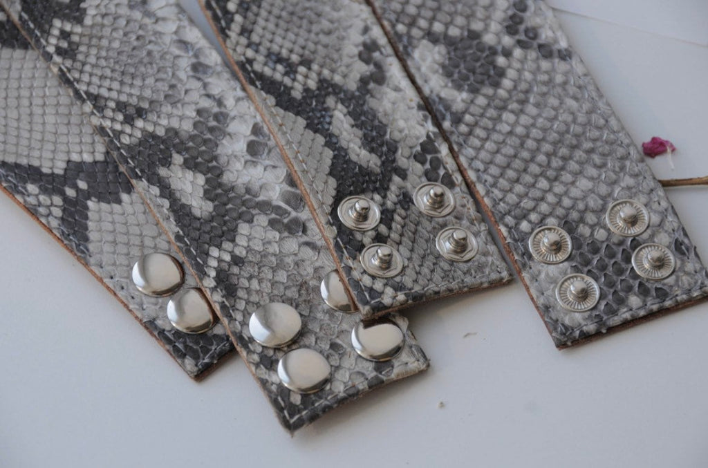 READY TO SHIP Genuine Python Skin Bracelet Snake Print Leather Bracelet