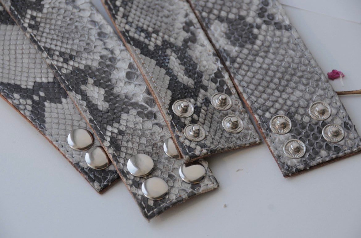 READY TO SHIP Genuine Python Skin Bracelet Snake Print Leather Bracelet
