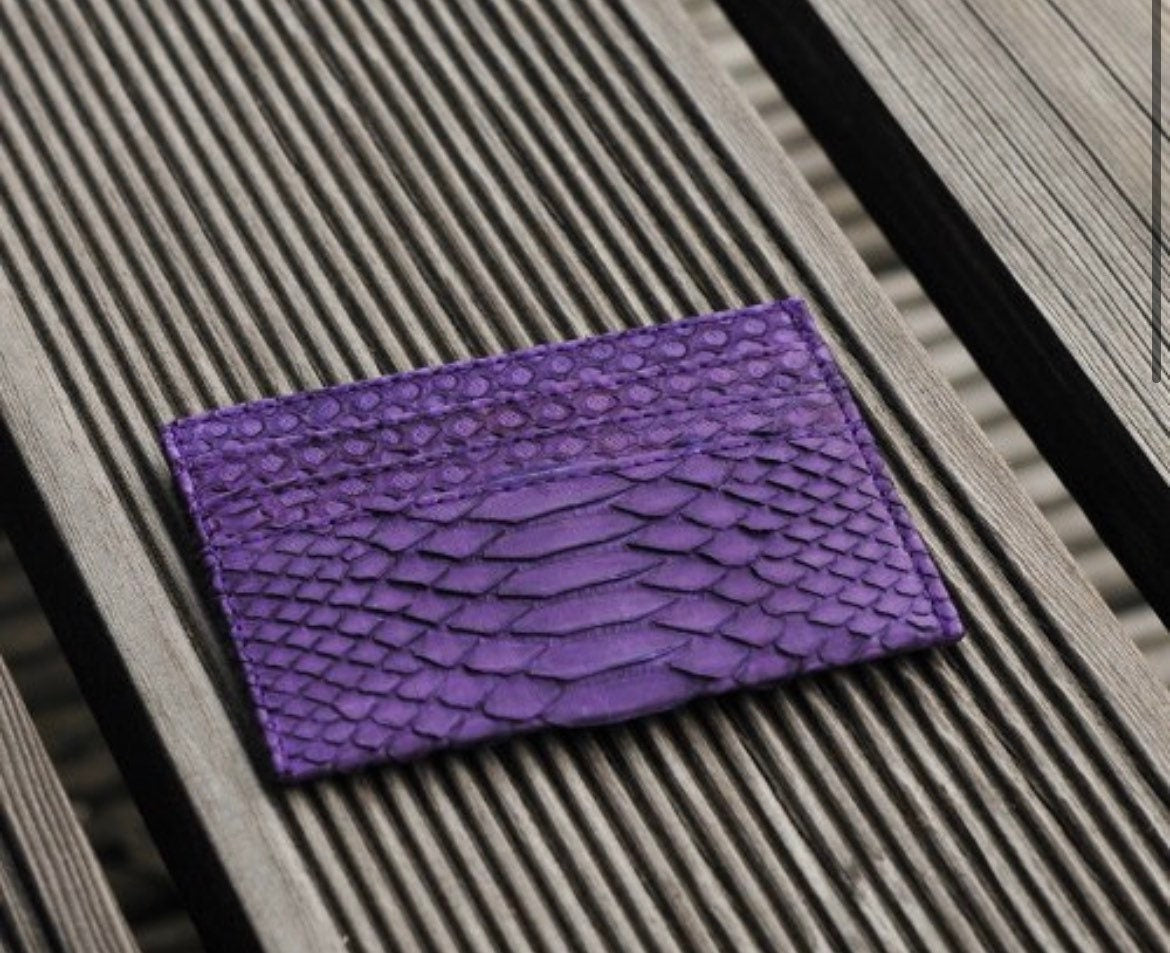 Genuine Python Skin Card Holder — Violet